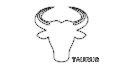 Obraz premium Black and White Taurus Zodiac Sign Outline Minimalist Monochrome Illustration