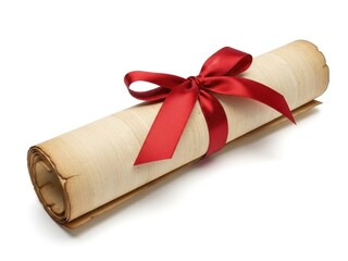 Presidents Day Rolled parchment paper tied with bright red satin ribbon