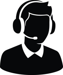 Customer service representative wearing headset, call center agent, support staff