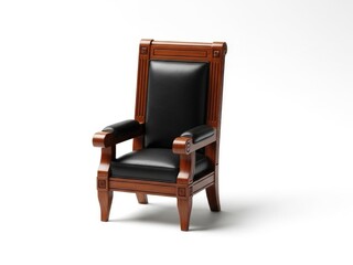 Presidents Day Classic wooden armchair with black leather upholstery