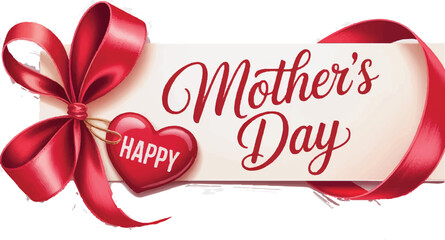 Happy mother's day greeting with red hearts