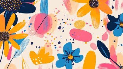 Vibrant abstract floral design digital artwork colorful shapes modern aesthetics graphic art creative expression for decor