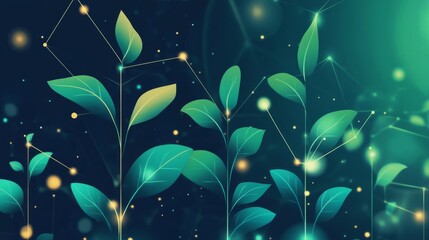 Growing plants intertwined with light nature graphic design abstract space close-up view symbolizing growth and connection