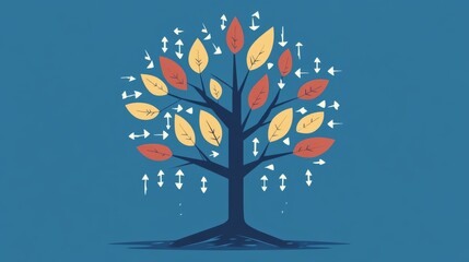 Growth of a tree with upward movement digital illustration nature concept vibrant colors modern design inspirational theme