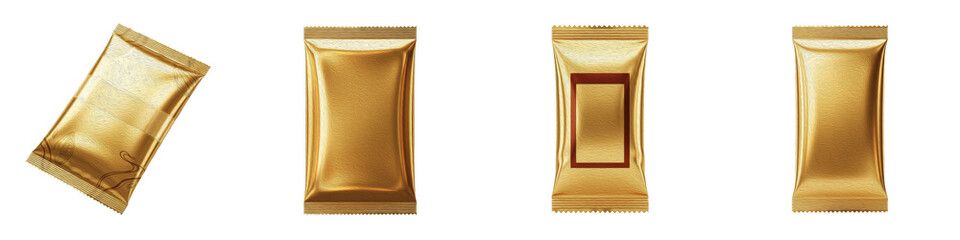 Realistic Chocolate Bar Foil Wrap Set Isolated on White Background Blank White Red and Gold Snack...