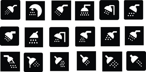 Collection of various showerhead icons in black and white