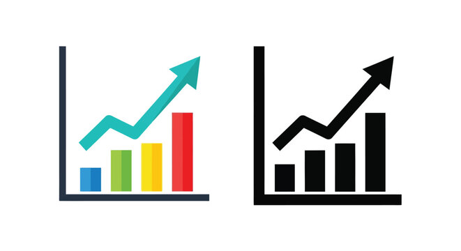 Visualizing growth and success colorful and monochrome bar graph representations