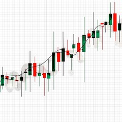 business candlestick trading graph showing upward finance investment profit growth arrow on transparent background