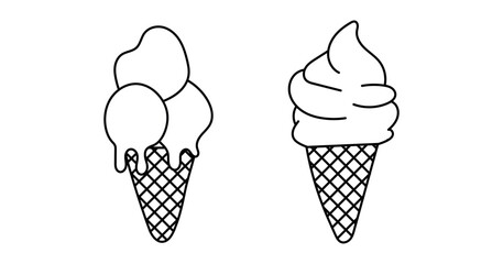 ice cream icon. hand drawn ice cream and dessert icon set. Assortment of frozen desserts with ice cream symbol. png and vector illustration on transparent  background.