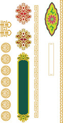 Ornate gold and green decorative on white background