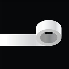 Roll of white duct tape on black background