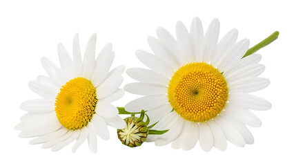Obraz premium Two white daisies isolated on transparent background