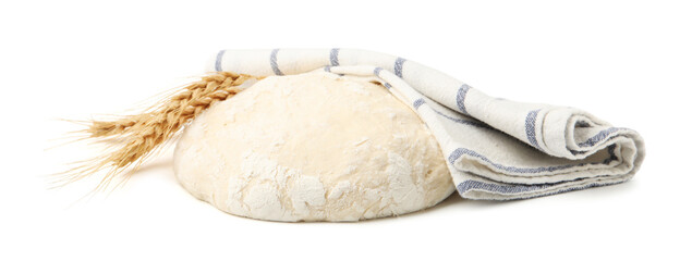 Yeast dough and spikes isolated on white