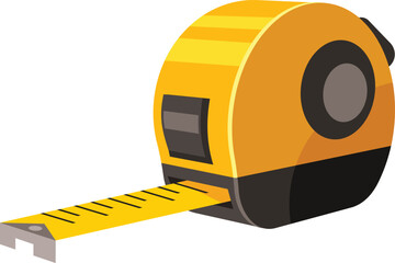 Yellow tape measure with black base and markings tool