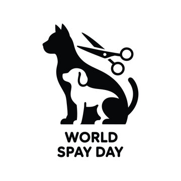 World Spay Day awareness graphic with dog cat and scissors