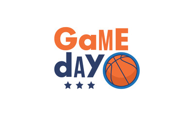 Game Day. Basketball playoff in March. Super sport party in United States. Final games of season tournament. Professional team championship. Ball for basketball. Sport poster. Vector