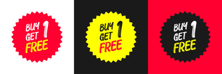 Buy One Get One Free Sale Starburst Sticker With Hand Drawn Typography