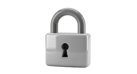 3d lock icon isolated on transparent background