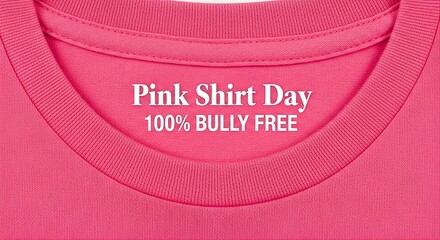 Pink Shirt Day Campaign with Bold Typography on Coral Sweater Background