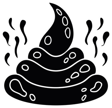 Cartoon turd icon with steam, cute, illustration.
