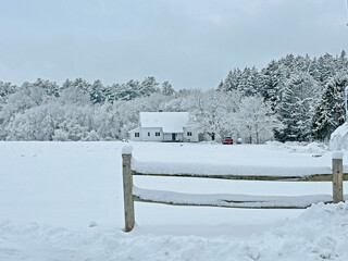 snow covered house