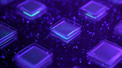 Layers of translucent modules showcasing an AI engine under purple light