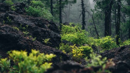 Lush Volcanic Forest Landscape