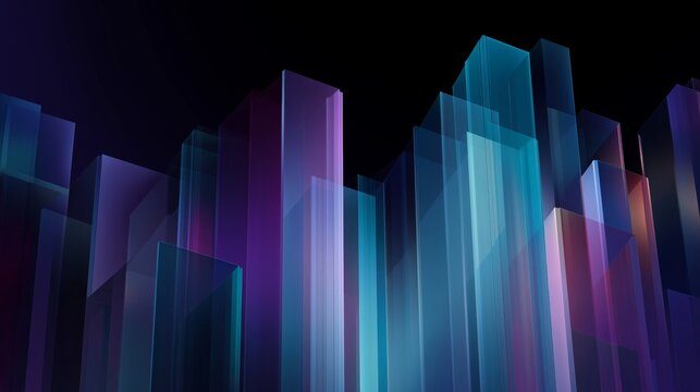 System architecture concept stacked with transparent layers and bold colors in design