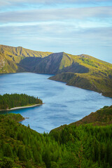 Majestic View of Lagoa do Fogo Volcanic Crater Lake in Sao Miguel, Azores
