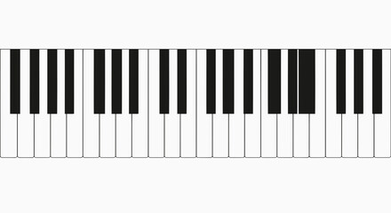 Fototapeta premium Close up of a piano keyboard with black and white keys on a plain background musical instrument