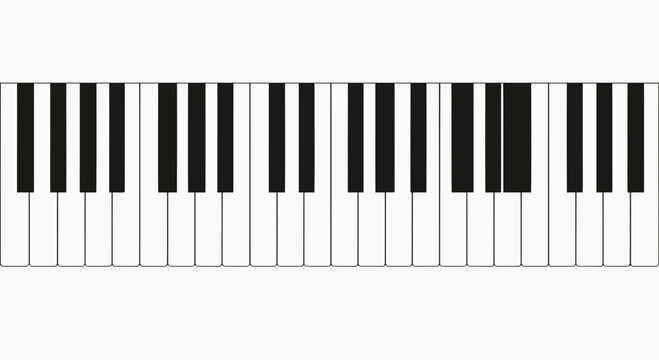 Close up of a piano keyboard with black and white keys on a plain background musical instrument
