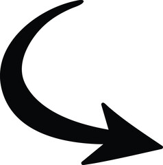 Black Curved Arrow Icon &ndash; Minimal Direction Arrow Vector Design