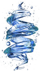 Blue Glass Spiral With Water Bubbles Abstract Fluid Art for Creative Design and Visual Impact