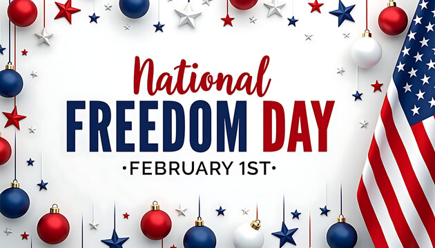 National Freedom Day with Ornaments and Flag february 1st