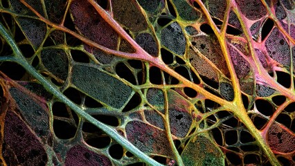 Obraz premium Intricate Colorful Leaf Vein Network