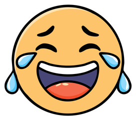 Fototapeta premium Emoticon Depicting Rolling on the Floor Laughing Emoji with Tears of Joy, Cartoon Expression