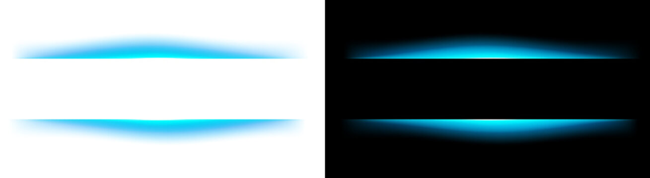 PNG image of&nbsp;neon blue glowing light line shapes create futuristic header and footer borders on transparent background