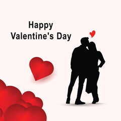 Valentine's Day vector background template, romantic loving couple