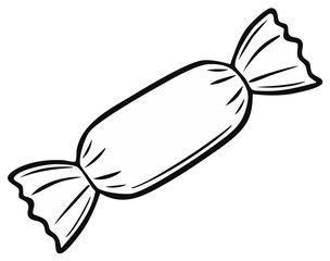 Simple outline of a wrapped candy with twisted ends