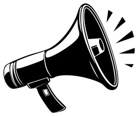 Retro style black and white megaphone or bullhorn shouting a loud announcement vector illustration