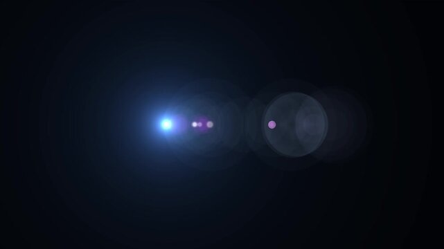 Cinematic lens flare effect on a black background, Perfect for transitions, overlays, film intros, logo reveals, and dramatic visual effects. Soft optical flares featuring & glowing light streaks.