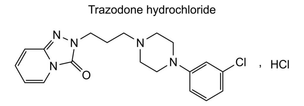Trazodone hydrochloride, chemical structure of trazodone hydrochloride, drug substance