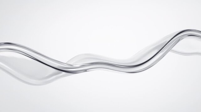 Abstract glass monochrome wave on a white background, 4k seamless loop 3d animation	
