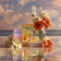 Soft Abstract Forms and Flowers in Pastel Space

