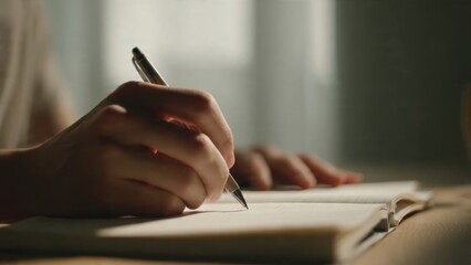 Person Writing in Notebook