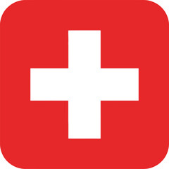 Obraz premium Red square with white cross symbol