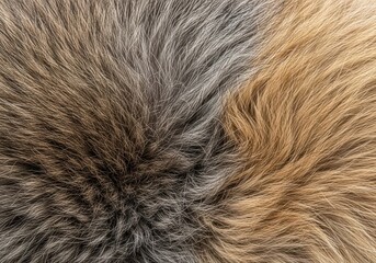 Textured view of thick, dense winter animal fur transitioning to its summer coat, highlighting natural seasonal insulation and shedding cycles, fiber, arctic, natural