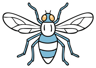 Obraz premium Illustration of Blue and White Fly with Wings and Legs