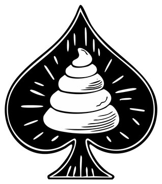 Humorous illustration of a pile of waste inside a stylized black ace of spades.