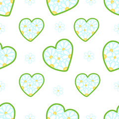 Vector drawing, hearts made of flowers